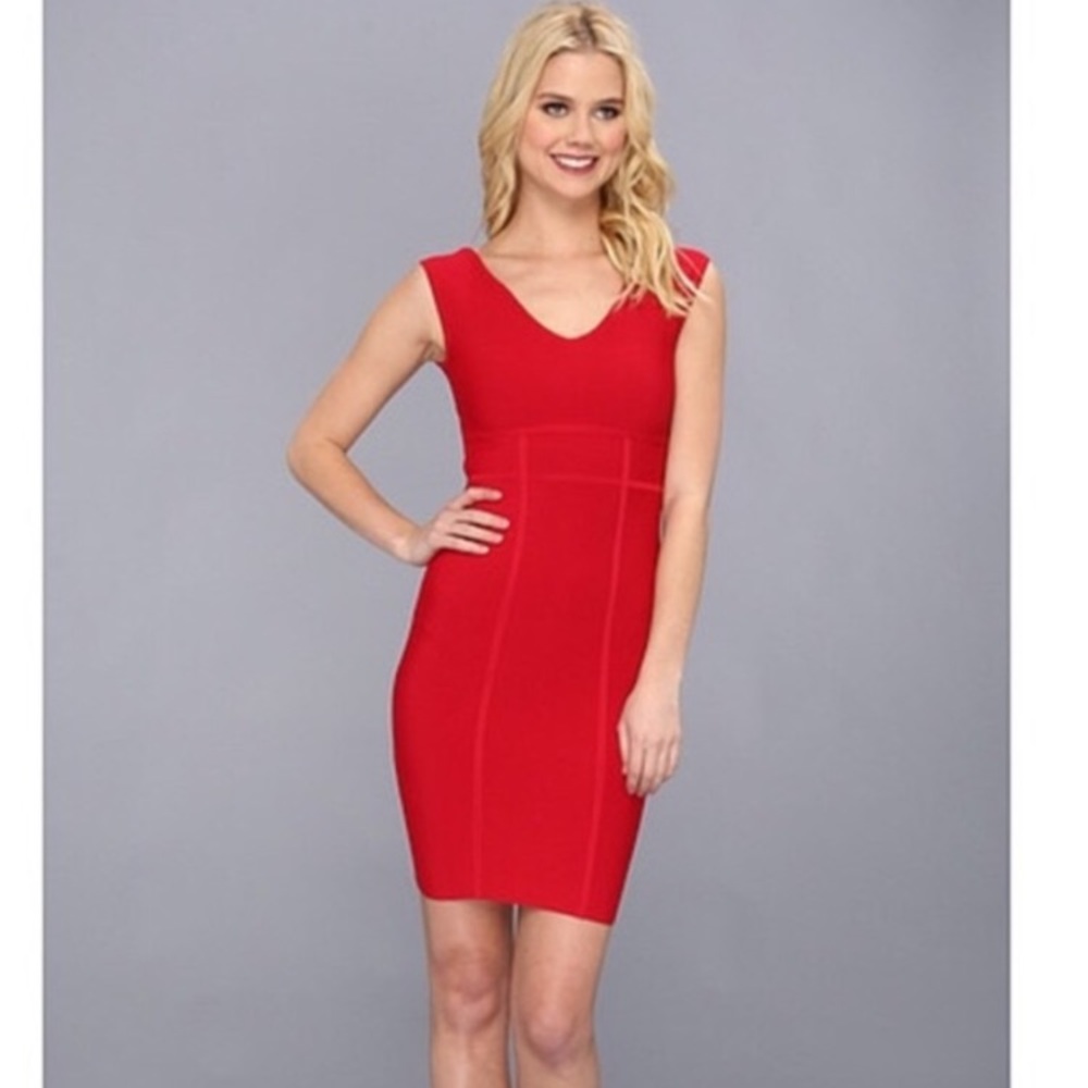 BCBGMaxAzaria Red Makena bodycon dress size M